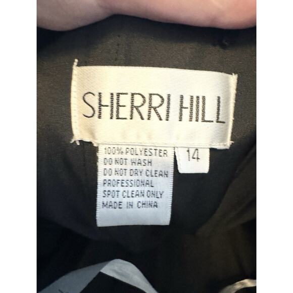 Sherri Hill Formal Gown Size 14 Black Red Floral Strapless High-Low Train - Picture 9 of 12